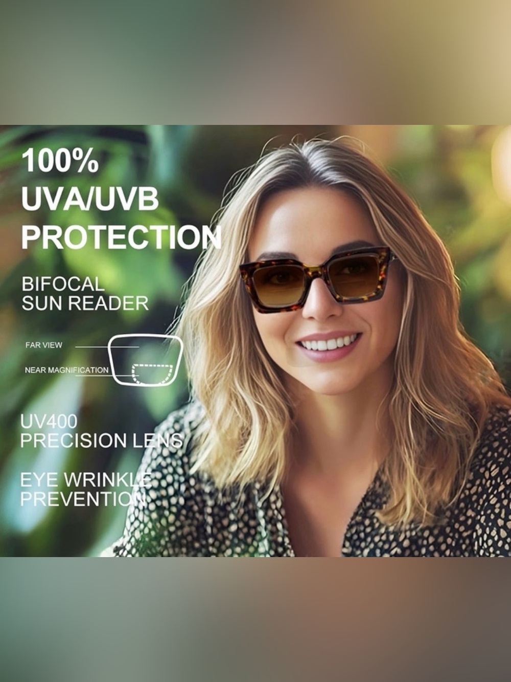 Woman's Black Fashion Bifocal Reading Sunglasses UV400 +1.5, Black, OS - Picture 5 of 7